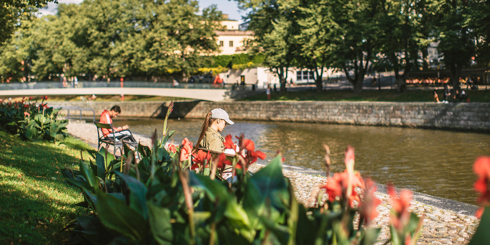 Aurajoki river in Turku in the summer